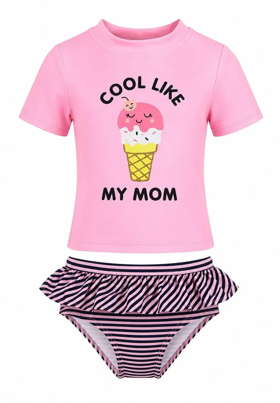 Carter’s Size 12M Rash Guard Swimsuit Cool Like My Mom Pink Ice Cream 2-Pc Set